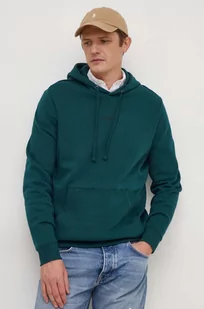 Guess bluza męska kolor zielony z kapturem z nadrukiem - Bluzy męskie - miniaturka - grafika 1