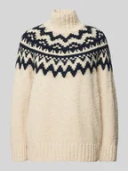 Swetry damskie - Sweter z dzianiny ze stójką model ‘FAIR ISLE’ - miniaturka - grafika 1