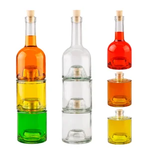 Zestaw butelek WIEŻA 750 ml (3x 250 ml) na nalewki, wino, oleje z korkiem - Domowy wyrób alkoholu - miniaturka - grafika 1