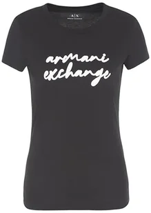 Armani Exchange Pima Cotton Signature Logo Tee T-Shirt damski, czarny, S - Koszulki i topy damskie - miniaturka - grafika 1