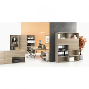 B2B Partner Stół biurowy SINGLE LAYERS, z przegrodami, regulowane nogi, dąb naturalny / dąb bejcowany 611577 - Stoły i stoliki do biura - miniaturka - grafika 4
