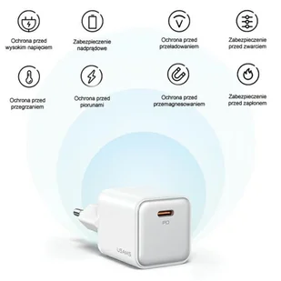 USAMS Ład. siec. 1xUSB-C PD30W 3A (only head) PD3.0 Fast Charging biały/white X-ron Series CC186TC02 (US-CC186) - Ładowarki do telefonów - miniaturka - grafika 5