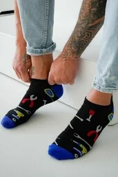 Skarpetki stopki męskie czarne z wzorem narzędzi do majsterkowania Milena - Skarpetki męskie - miniaturka - grafika 1