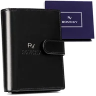 Portfele - Zapinany klasyczny portfel męski ze skóry naturalnej z ochroną kart RFID Rovicky, czarny - miniaturka - grafika 1