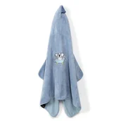 Okrycia kąpielowe dla dzieci - LA MILLOU RĘCZNIK BAMBOO - M - DUSTY BLUE HELLO WORLD - miniaturka - grafika 1