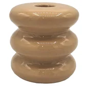 Świeczniki - Świecznik stołowy nowoczesny ceramiczny beżowy - miniaturka - grafika 1