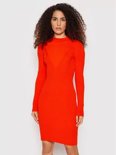 Sukienki - Hugo Sukienka dzianinowa Sarinette 50455448 Pomarańczowy Slim Fit - grafika 1