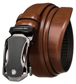 Paski - Pasek męski skórzany Peterson automat stylowy pas do spodni rozmiar 95, brązowy - miniaturka - grafika 1