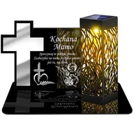 Lampiony i znicze - ZNICZ SOLARNY LED WIECZNY PODSTAWKA NA CMENTARZ GRÓB lampka Krzyż 3D DLA MAMY - miniaturka - grafika 1