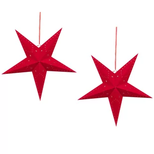 Zestaw 2 wiszących gwiazd welurowych LED 45 cm czerwony MOTTI - Ozdoby bożonarodzeniowe - miniaturka - grafika 1