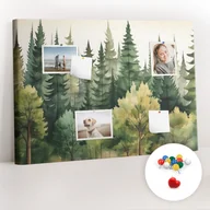 Tablice i flipcharty - Organizer, Tablica korkowa 100x70 cm + Kolorowe Pinezki - Krajobraz las - miniaturka - grafika 1