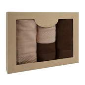 Ręczniki - Ręczniki bawełniane FROTTE jednobarwne komplet EKO 4 sztuki beż ciemny brąz - miniaturka - grafika 1