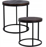 Ławy i stoliki kawowe - Zestaw stolików kawowych z blatem z drewna paulownia, metalowy stelaż, 2 sztuki, Ø 43 cm, Ø 38 cm - miniaturka - grafika 1