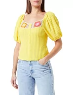 Koszulki i topy damskie - myMo Damski top z dzianiny, Żółty, wielokolorowy, L - miniaturka - grafika 1