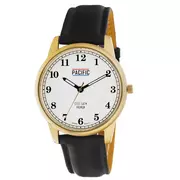 Zegarki męskie - Złoty męski zegarek z czarnym paskiem PACIFIC S1061-09 - miniaturka - grafika 1