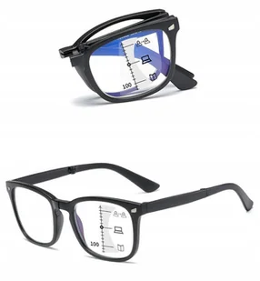 Składane okulary do czytania progresywne +4 - Okulary korekcyjne, oprawki, szkła - miniaturka - grafika 1