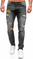 Spodnie męskie - Czarne spodnie jeansowe męskie regular fit Denley MP0047N - miniaturka - grafika 1