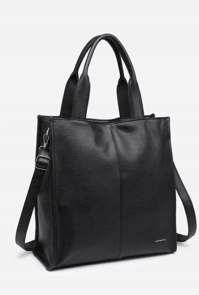 Torebka Damska A4 Czarna Shopper skóra ekologiczna Luigisanto