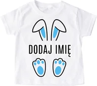 Koszulki dla dziewczynek - Koszulka NA WIELKANOC DLA DZIECKA Z IMIENIEM KRÓLIK - niebieskie uszka - miniaturka - grafika 1