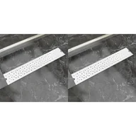 Odpływy liniowe - VidaXL Odpływ prysznicowy liniowy, stal nierdzewna, 2 szt., 630x140 mm - miniaturka - grafika 1