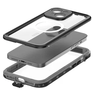 Etui do iPhone 15 Plus wodoodporne Mag Safe Case pancerne wodoszczelne obudowa czarno-szare - Etui i futerały do telefonów - miniaturka - grafika 5