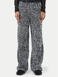 Noisy May Spodnie materiałowe Mia 27032396 Srebrny Loose Fit - Spodnie damskie - miniaturka - grafika 1