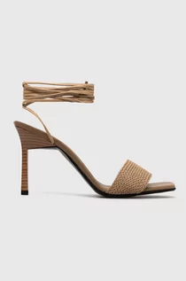 Sandały damskie - Calvin Klein sandały GEO STIL GLADI SANDAL 90HH kolor beżowy HW0HW01467 - grafika 1