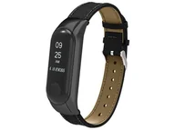 Akcesoria do smartwatchy - Alogy Skórzany pasek Alogy leather band do Xiaomi Mi Ban 3 4 czarny uniwersalny - miniaturka - grafika 1