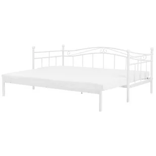Beliani Łóżko białe 90 x 200 cm metalowe ze stelażem TULLE - Łóżka - miniaturka - grafika 1