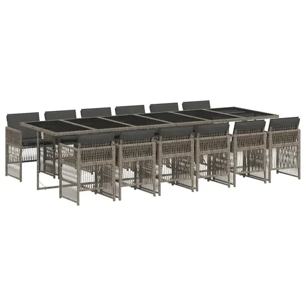 Zestaw mebli ogrodowych szaro-czarny 330 x 106 x 73 cm, 12 krzeseł 50,5 x 5