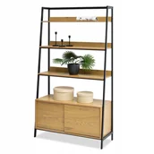 Regały biurowe - Stabilny Duży 100x180cm Regał Z Szafką Betsy Dąb Na Stelażu Metal Czarny - miniaturka - grafika 1