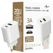 Ładowarki do telefonów - SZYBKA ŁADOWARKA SIECIOWA USB-C USB-A 20W 3A QUICK CHARGE - miniaturka - grafika 1