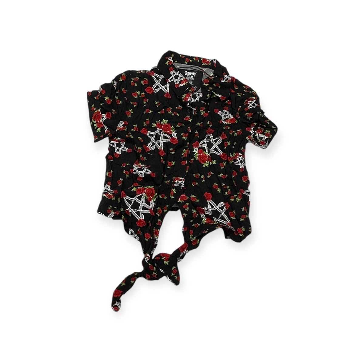 Crop top damski SPECNER'S Róże kwiaty guziki L