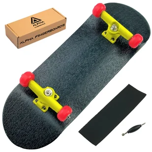 FINGERBOARD ALPHA KOMPLETNY SET DREWNIANY MINI DESKOROLKA TRUCKI ŁOŻYSKA - Samochody i pojazdy dla dzieci - miniaturka - grafika 1
