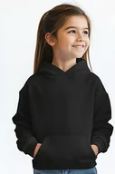 Bluzy dla dziewczynek - CZARNA BLUZA Z KAPTUREM DLA DZIEWCZYNKI - miniaturka - grafika 1