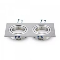 Oprawy, klosze i abażury - v-tac Oprawa Oczko V-TAC Aluminiowa Odlew 2xGU10 Kwadrat Aluminium Szczotkowane VT-783 - miniaturka - grafika 1