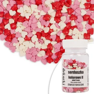 Posypka cukrowa SERDUSZKA KOLOROWE II, CZERWONE, RÓŻOWE, BIAŁE mini Sweet Decor, 30 g - Dodatki do ciast w proszku - miniaturka - grafika 1