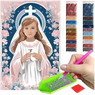 Zabawki kreatywne - Haft Diamentowy ARTULIO, Obraz DIY 5D, Diamond Painting, Mozaika diamentowa 40x60cm (DZIEWCZYNKA W ALBIE) + zestaw akcesoriów - miniaturka - grafika 1