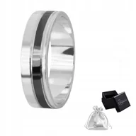 Pierścionki - Pierścionek srebro pr. 925 Obrączka z Czarnym Paskiem szer. 6 mm r.11 - miniaturka - grafika 1