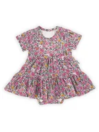 Body dla niemowląt - Niemowlęce sukienko-body z krótkim rękawem w łączkę różowe Nicol,r.56 - miniaturka - grafika 1