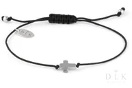 Bransoletki - Bransoletka "Srebrny Hematytowy Krzyż Na Czarnym Sznurku" - miniaturka - grafika 1