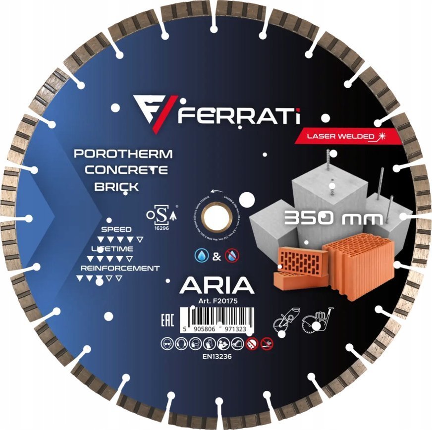 Irwin FERRATI tarcza diamentowa szybka do betonu cegły kostki ARIA 350mm