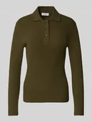 Swetry damskie - Bluzka z długim rękawem o kroju slim z prążkowanej bawełny - miniaturka - grafika 1