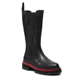 Kozaki damskie - Kurt Geiger Kozaki Bear Tall Chelsea 8486606109 Blk/Red Kozaki Bear Tall Chelsea 8486606109 Blk/Red - grafika 1