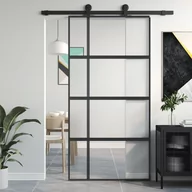 Drzwi wewnętrzne - Drzwi przesuwne, czarne, 102,5x205cm, szkło hartowane aluminium 8721012120648 - miniaturka - grafika 1