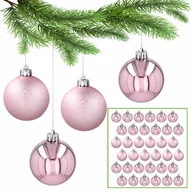 Bombki - Różowe bombki choinkowe, zestaw plastikowych bombek, ozdoby choinkowe 5cm, 36 szt. 1 paczka - miniaturka - grafika 1