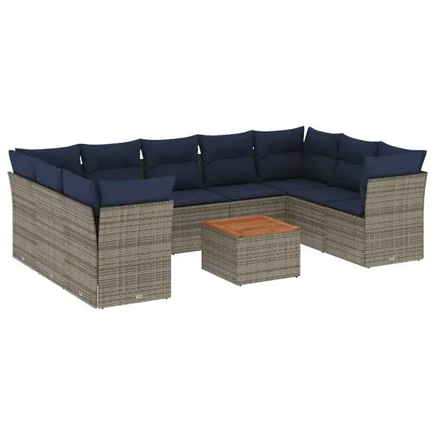 Zestaw mebli ogrodowych modułowych, szary, rattan PE, wymiary: 62x62x69 cm