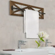 Ręczniki - Mucola Wieszak na ręczniki Wieszak na ręczniki Brązowy Ocynkowany metal Konsola umywalkowa 60x15 Lite drewno Kuchnia Łazienka Umywalka Rustykalny - miniaturka - grafika 1