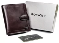 Portfele - Skórzany portfel męski na karty z ochroną RFID Rovicky, brązowy - miniaturka - grafika 1