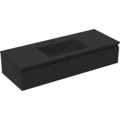 Szafki łazienkowe - Mexen Rivel szafka łazienkowa 120 cm z umywalką Otis, 1 szuflada, ryflowana , czarna mat - 91A20-12023-1-BF71-W18M71 - miniaturka - grafika 1